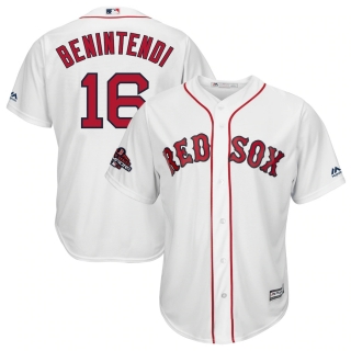 Men's Boston Red Sox Andrew Benintendi Majestic White 2018 World Series Champions Team Logo Player Jersey