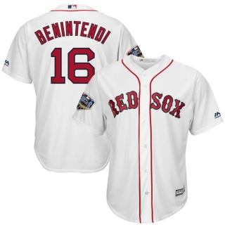 Men's Boston Red Sox Andrew Benintendi Majestic White 2018 World Series Cool Base Player Jersey