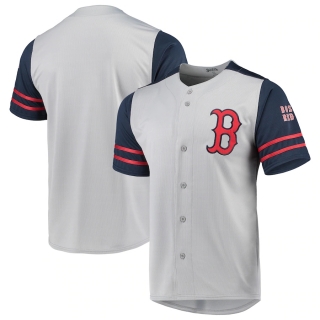 Boston Red Sox Stitches Button-Up Jersey - Gray Navy