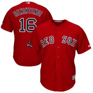 Men's Boston Red Sox Andrew Benintendi Majestic Scarlet 2018 World Series Champions Team Logo Player Jersey