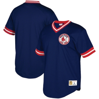 Men's Boston Red Sox Mitchell & Ness Navy Big & Tall Mesh V-Neck Jersey