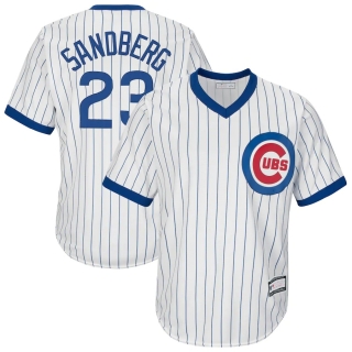 Men's Chicago Cubs Ryne Sandberg White Royal Home Cooperstown Collection Replica Player Jersey