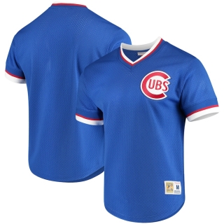 Men's Chicago Cubs Mitchell & Ness Royal Mesh V-Neck Jersey