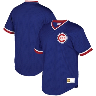 Men's Chicago Cubs Mitchell & Ness Royal Big & Tall Mesh V-Neck Jersey