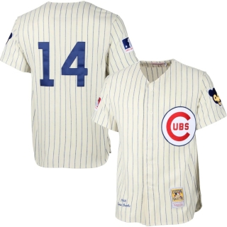 Mens Chicago Cubs Ernie Banks Mitchell & Ness Cream MLB Authentic Jersey