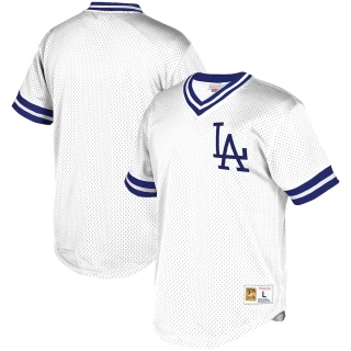 Men's Los Angeles Dodgers Mitchell & Ness White Big & Tall Mesh V-Neck Jersey