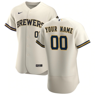 Men's Milwaukee Brewers Nike Cream 2020 Home Authentic Custom Jersey