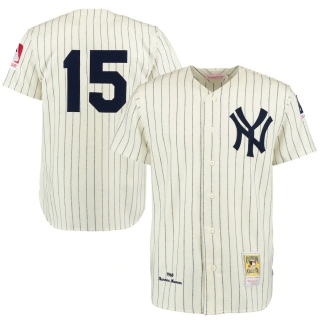 Men's New York Yankees Thurman Munson Mitchell & Ness Cream Navy Throwback 1969 Authentic Jersey