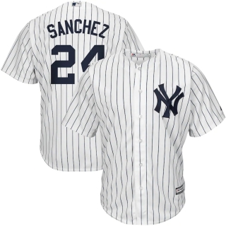 Men's New York Yankees Gary Sanchez Majestic Home White Navy Official Cool Base Player Jersey