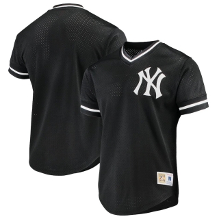 Men's New York Yankees Mitchell & Ness Black Big & Tall Cooperstown Collection Mesh V-Neck Jersey