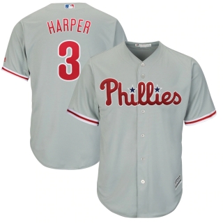 Men's Philadelphia Phillies Bryce Harper Majestic Gray Official Cool Base Replica Player Jersey