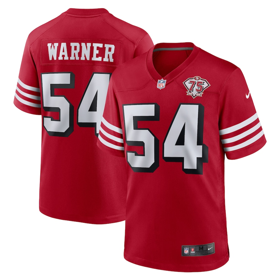 Men's San Francisco 49ers Fred Warner Nike Scarlet 75th Anniversary