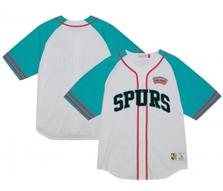 Men's San Antonio Spurs Mitchell & Ness White Practice Day Baseball Jersey