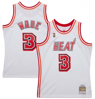 Men's Miami Heat Dwyane Wade Mitchell & Ness White 2007-08 Hardwood Classics Swingman Jersey