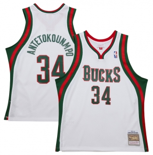 Men's Milwaukee Bucks Giannis Antetokounmpo Mitchell & Ness White 2013-14 Hardwood Classics Swingman Jersey